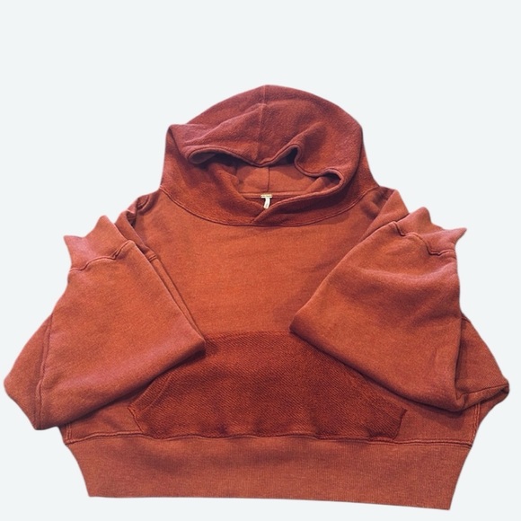 Free People Tops - Free People Hooded Sweatshirt Long Sleeves Maroon Womens Size Small Cropped